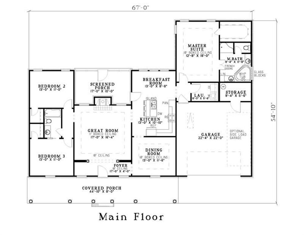 Floor Plan First Story of Southern Plan #153-1431